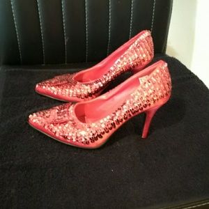 Red Sequin Shoes 3 1/4 inch heel